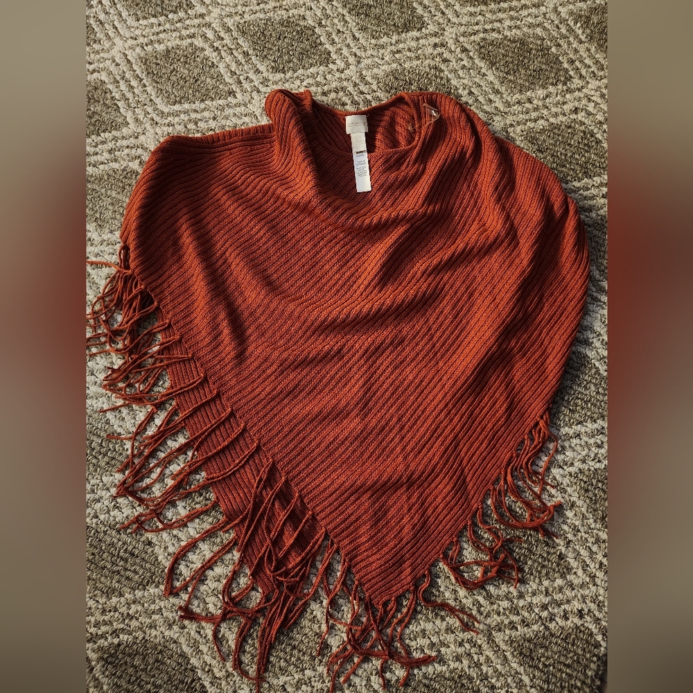 Chico's Terracotta Knit Poncho